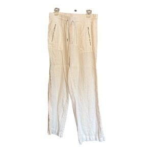 Athleta Cabo Linen Wide Leg Pants 100% Linen White 8